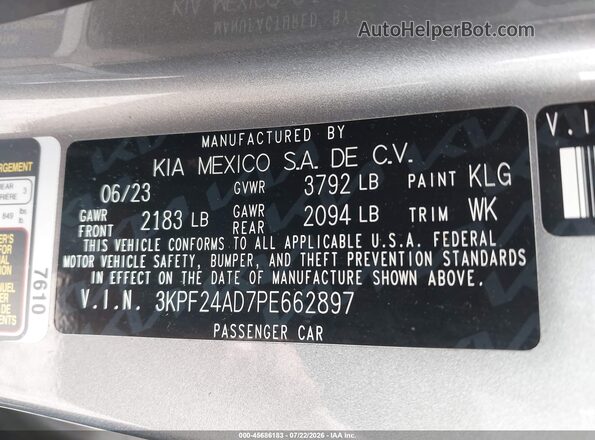 3KPF24AD7PE662897 2023 KIA FORTE Silver ძრავის განყოფილების ხედი