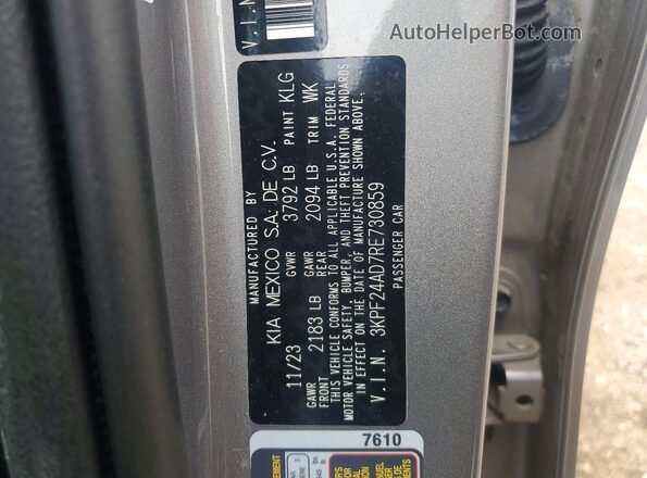 3KPF24AD7RE730859 2024 KIA FORTE Silver Շարժիչի բաժամունքի տեսք
