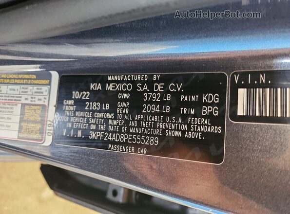 3KPF24AD8PE555289 2023 KIA FORTE Gray Շարժիչի բաժամունքի տեսք