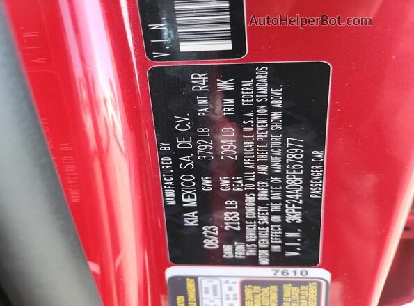 3KPF24AD8PE678977 2023 KIA FORTE Red ძრავის განყოფილების ხედი