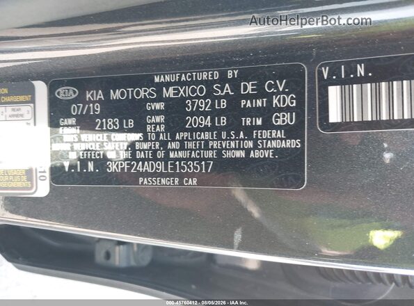 3KPF24AD9LE153517 2020 KIA FORTE Gray ძრავის განყოფილების ხედი
