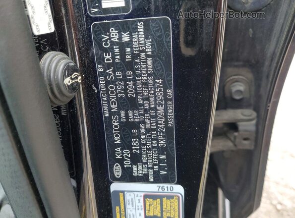 3KPF24AD9ME298574 2021 KIA FORTE Черный Вид наклейки с VIN-кодом