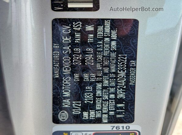 3KPF24AD9ME335221 2021 KIA FORTE Silver Engine compartment view