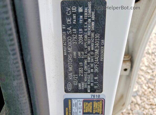 3KPF24AD9ME340130 2021 KIA FORTE White Շարժիչի բաժամունքի տեսք