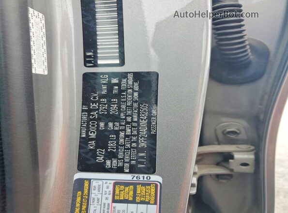 3KPF24ADXNE482505 2022 KIA FORTE Silver ძრავის განყოფილების ხედი
