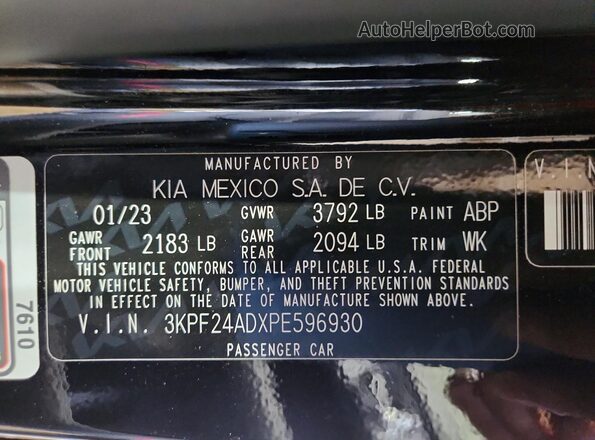 3KPF24ADXPE596930 2023 KIA FORTE Black Widok komory silnika