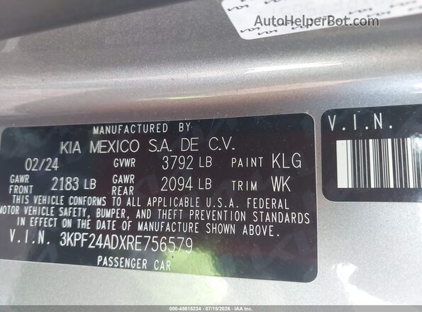 3KPF24ADXRE756579 2024 KIA FORTE Gray Вид підкапотного простору