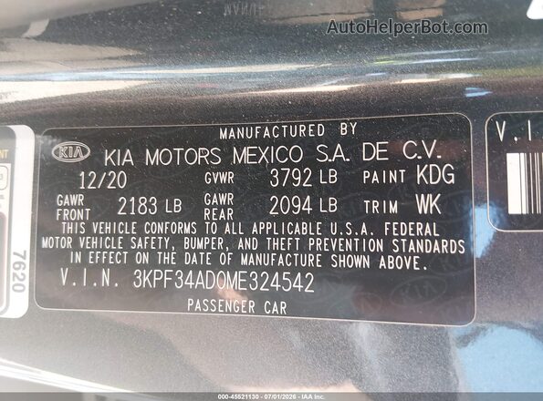 3KPF34AD0ME324542 2021 KIA FORTE Gray Вид підкапотного простору