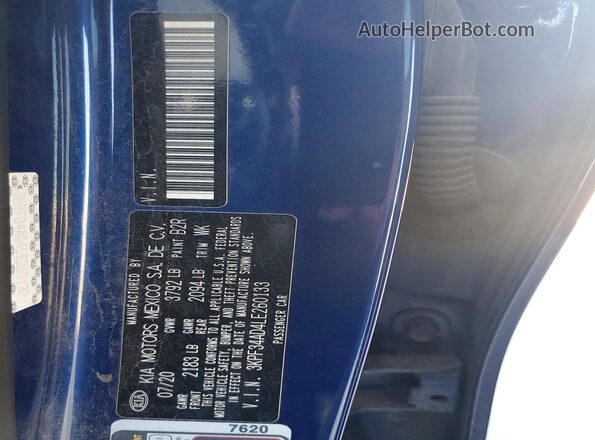 3KPF34AD4LE260133 2020 KIA FORTE Blue Շարժիչի բաժամունքի տեսք