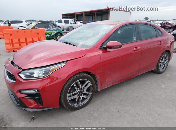 3KPF34AD5KE013136 2019 KIA FORTE Red Առջևի ձախ երեք քառորդ տեսարան