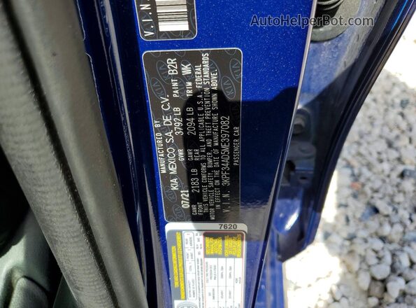 3KPF34AD5ME397082 2021 KIA FORTE Blue ძრავის განყოფილების ხედი