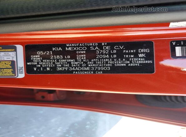 3KPF34AD6ME379903 2021 KIA FORTE Red Widok komory silnika