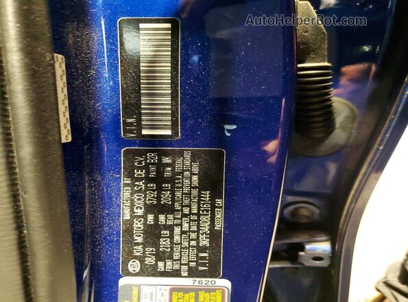 3KPF34AD8LE161444 2020 KIA FORTE Blue Engine compartment view