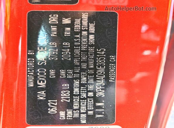 3KPF34AD9ME385145 2021 KIA FORTE Red Widok komory silnika