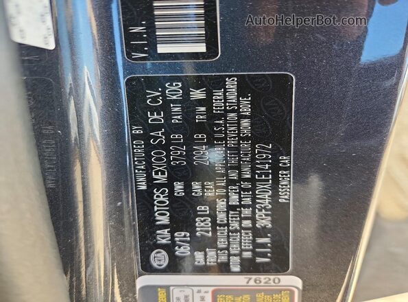 3KPF34ADXLE141972 2020 KIA FORTE Угольный Вид подкапотного пространства