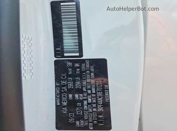 3KPF44AC1RE701231 2024 KIA FORTE White Widok komory silnika
