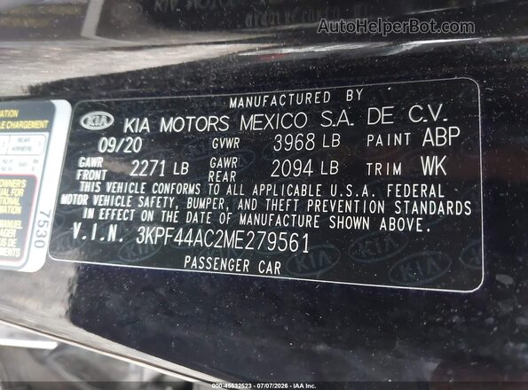 3KPF44AC2ME279561 2021 KIA FORTE Black ძრავის განყოფილების ხედი