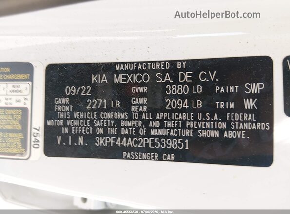 3KPF44AC2PE539851 2023 KIA FORTE White Вид підкапотного простору