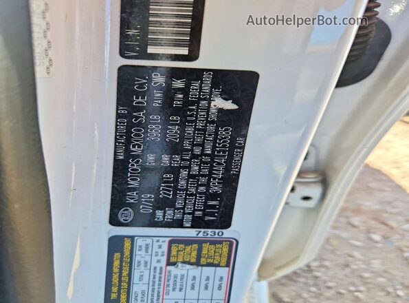 3KPF44AC4LE155385 2020 KIA FORTE Белый Вид наклейки с VIN-кодом