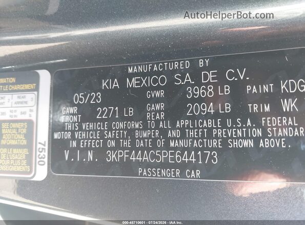 3KPF44AC5PE644173 2023 KIA FORTE Black Widok komory silnika