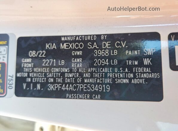 3KPF44AC7PE534919 2023 KIA FORTE White ძრავის განყოფილების ხედი
