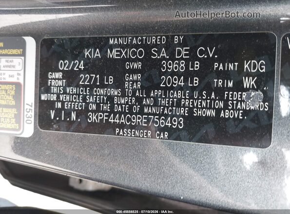 3KPF44AC9RE756493 2024 KIA FORTE Gray Вид підкапотного простору