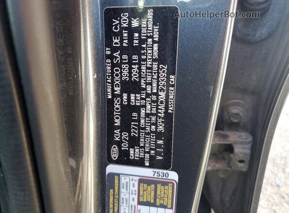 3KPF44ACXME293952 2021 KIA FORTE Charcoal Շարժիչի բաժամունքի տեսք