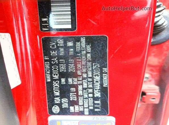 3KPF44ACXME301757 2021 KIA FORTE Red Vista del compartimento del motor