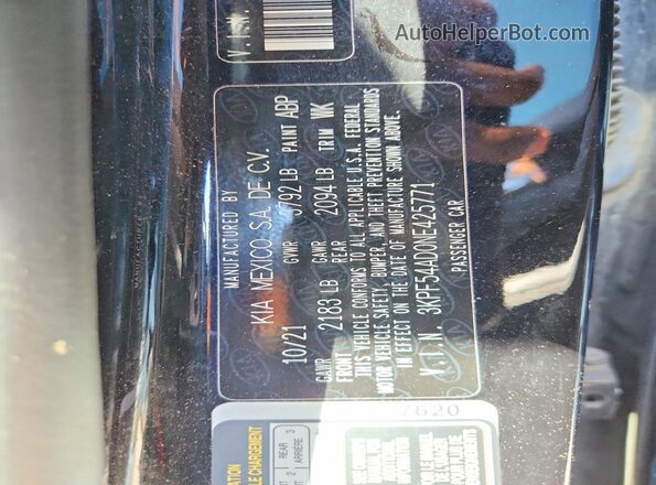 3KPF54AD0NE425771 2022 KIA FORTE Black Вид підкапотного простору