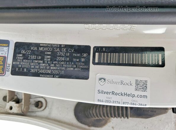 3KPF54AD0NE509718 2022 KIA FORTE White Vista del compartimento del motor