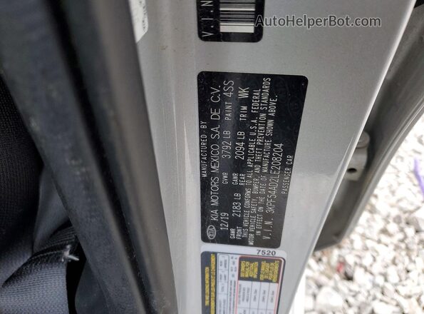 3KPF54AD2LE208204 2020 KIA FORTE Silver Սալոնի հետևի տեսք