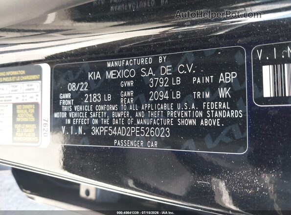 3KPF54AD2PE526023 2023 KIA FORTE Black Engine compartment view