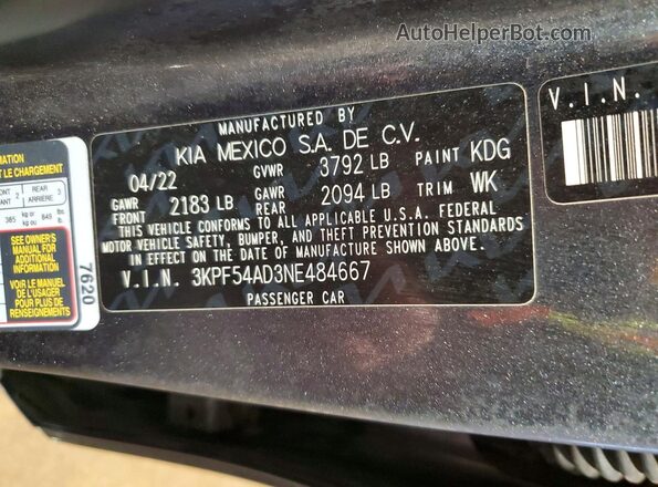 3KPF54AD3NE484667 2022 KIA FORTE Gray Engine compartment view