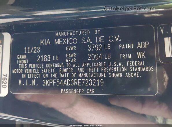 3KPF54AD3RE723219 2024 KIA FORTE Black Widok komory silnika
