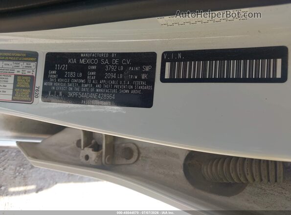 3KPF54AD4NE428964 2022 KIA FORTE White ძრავის განყოფილების ხედი
