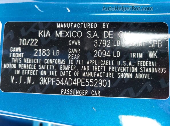 3KPF54AD4PE552901 2023 KIA FORTE Синий Вид подкапотного пространства