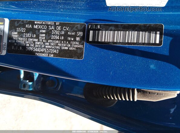 3KPF54AD4PE573943 2023 KIA FORTE Blue ძრავის განყოფილების ხედი