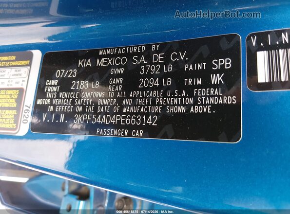 3KPF54AD4PE663142 2023 KIA FORTE Blue Widok komory silnika