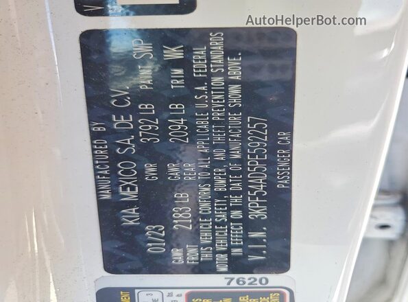 3KPF54AD5PE592257 2023 KIA FORTE White ძრავის განყოფილების ხედი