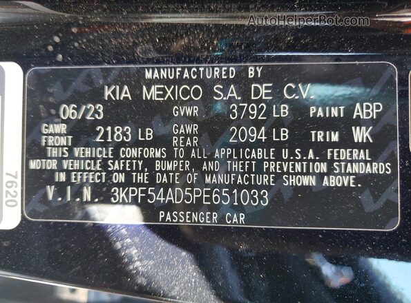 3KPF54AD5PE651033 2023 KIA FORTE Black Engine compartment view