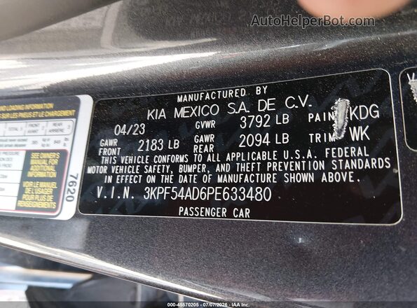 3KPF54AD6PE633480 2023 KIA FORTE Gray Vista del compartimento del motor