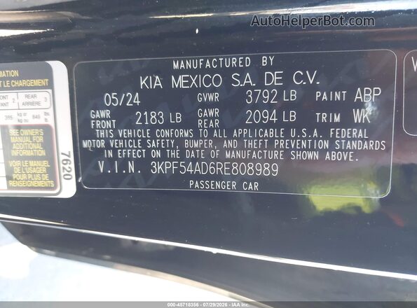 3KPF54AD6RE808989 2024 KIA FORTE Black Widok komory silnika