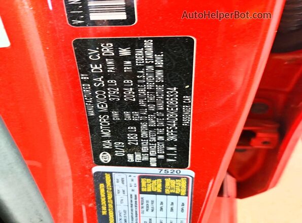 3KPF54AD8KE086334 2019 KIA FORTE Оранжевый Вид подкапотного пространства