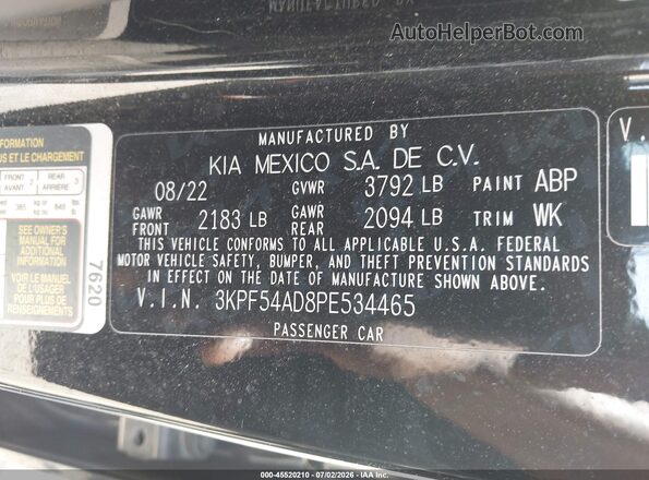 3KPF54AD8PE534465 2023 KIA FORTE Черный Вид подкапотного пространства