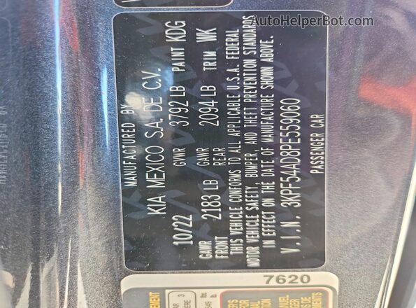 3KPF54AD8PE559060 2023 KIA FORTE Gray Widok naklejki z numerem VIN
