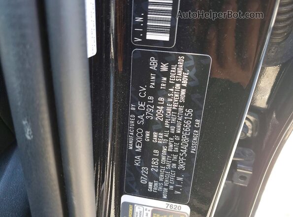 3KPF54AD8PE666156 2023 KIA FORTE Black Вид наклейки з VIN-кодом