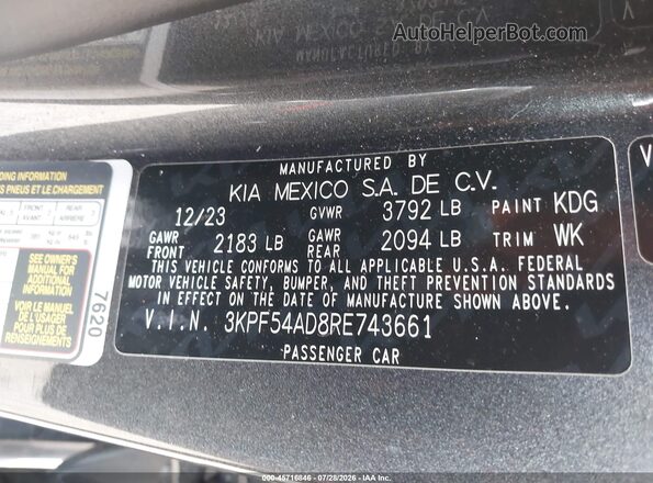 3KPF54AD8RE743661 2024 KIA FORTE Серый Вид подкапотного пространства