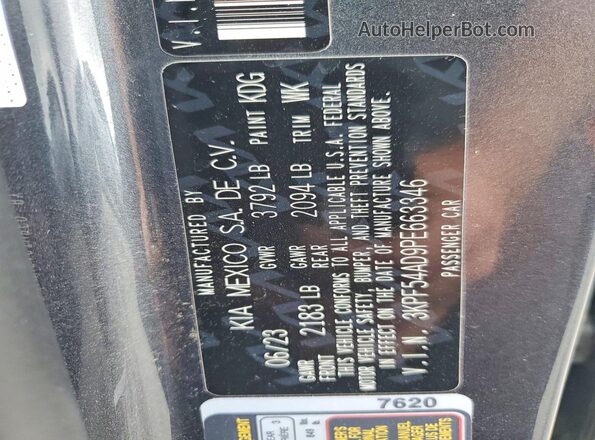 3KPF54AD9PE663346 2023 KIA FORTE Gray ძრავის განყოფილების ხედი