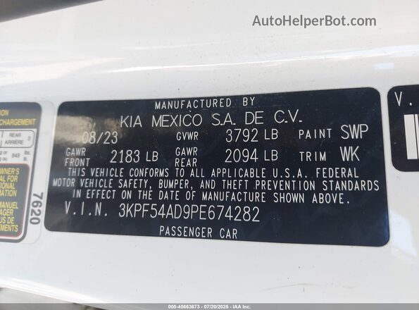 3KPF54AD9PE674282 2023 KIA FORTE White Engine compartment view