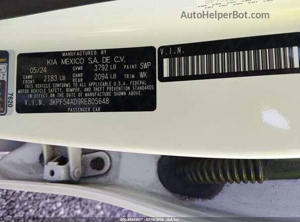 3KPF54AD9RE805648 2024 KIA FORTE Белый Вид подкапотного пространства
